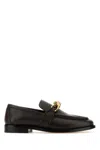 Bottega Veneta Astaire Metallic Knot Leather Loafers In Dark Brown