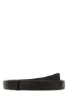 Bottega Veneta Dark Brown Leather Belt In Black