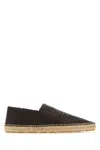 Bottega Veneta Leather Espadrilles With Woven Cord And Intrecciato Motif In Dark Brown