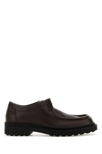 BOTTEGA VENETA DARK BROWN LEATHER LACE-UP SHOES