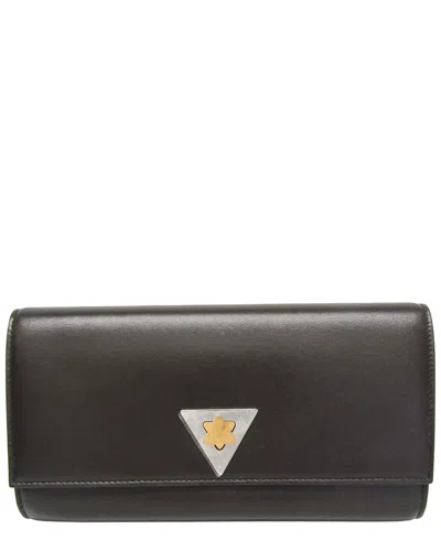 Pre-owned Bottega Veneta Dark Brown Leather Long Wallet (authentic Pre-loved)