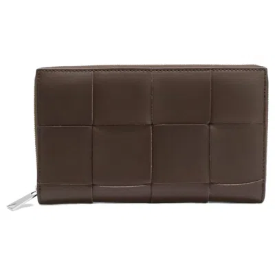 Pre-owned Bottega Veneta Dark Brown Leather Long Wallet (bi-fold) ()
