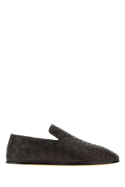 Bottega Veneta Dark Brown Leather Sunday Slippers In Pink