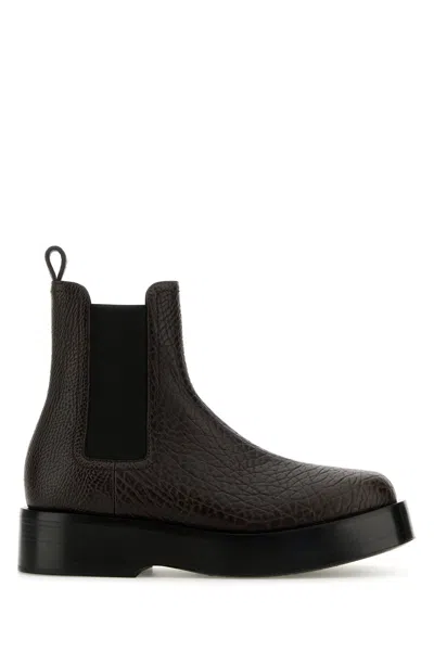 BOTTEGA VENETA DARK BROWN LEATHER TORINO ANKLE BOOTS