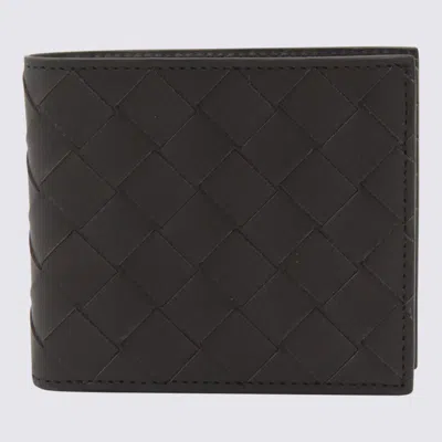 Bottega Veneta Dark Brown Leather Wallet In Silver