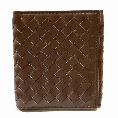 Pre-owned Bottega Veneta Dark Brown Leather Wallet (tri-fold) ()