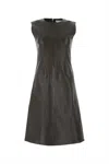 Bottega Veneta Women Dark Brown Nappa Leather Dress In Black