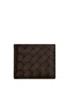 Bottega Veneta Intrecciato Bi-fold Wallet With Coin Purse In Dark Brown