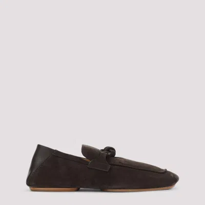 BOTTEGA VENETA DARK BROWN SUEDE LOAFERS