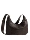 Bottega Veneta Black Crossbody Bag With Top Zip Closure And Intrecciato Motif In Leather Woman In Dark Brown