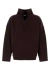 Bottega Veneta Chunky Compact Wool Blend V-neck Sweater In Black