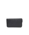 Bottega Veneta Dark Gray Braided Wallet In Black