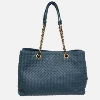 Pre-owned Bottega Veneta Dark Green Intrecciato Leather Chain Tote Bag