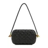Bottega Veneta Dark Green Knot With Strap Lamb Leather Clutch In Black