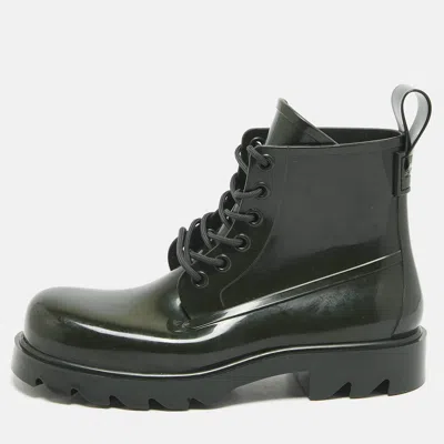 Pre-owned Bottega Veneta Dark Green Rubber Stride Ankle Boots Size 41