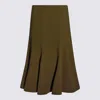 Bottega Veneta Dark Green Wool Skirt In Olive Oil