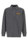 Bottega Veneta Mens Dark Grey Melange Melange Long-sleeve Cotton Polo Top Xl In Gray