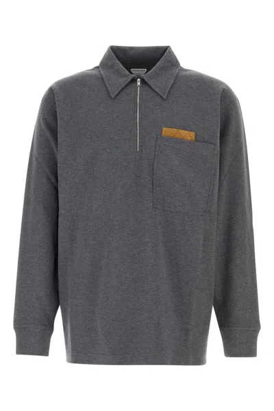 BOTTEGA VENETA DARK GREY COTTON POLO SHIRT