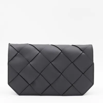 Bottega Veneta Dark Grey Leather Diago Pouch