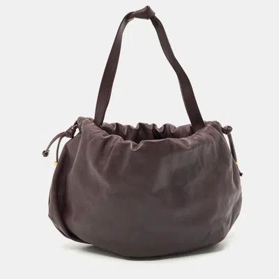 Pre-owned Bottega Veneta Dark Purple Leather Medium Bulb Shoulder Bag