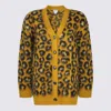 Bottega Veneta Womens V-neck Leopard Wool-blend Cardigan Egg Yolk Fondant In Brown
