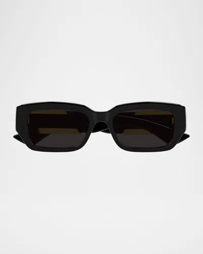 Bottega Veneta Dash Rectangular Acetate Sunglasses In Black