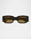 Bottega Veneta Dash Rectangular Havana Acetate Sunglasses In Brown