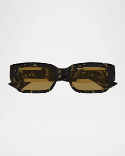 BOTTEGA VENETA DASH RECTANGULAR HAVANA ACETATE SUNGLASSES