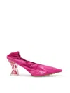 Bottega Veneta Decollete Pump Almond Leather Fuchsia  In Pink