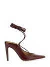 Bottega Veneta Stunning Purple Leather Slingback Pumps For Women In Red