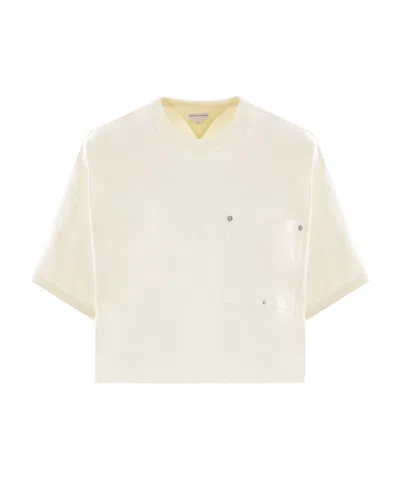 Bottega Veneta Decorative-stitching Cropped T-shirt In White