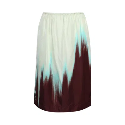 Pre-owned Bottega Veneta Degrade Petal Print Skirt 'burgundy/mint' | Red | Women's Size 40