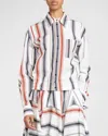 Bottega Veneta Degrade Striped Elasticated-waist Button-down Shirt In Maple