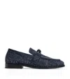 Bottega Veneta Loafers With Textured Finish And Leather Knot In Blue
