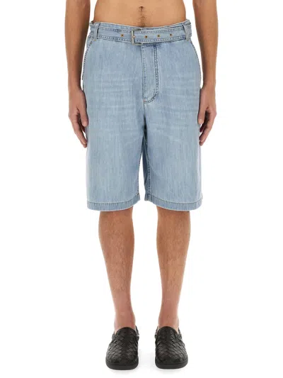Bottega Veneta Stylish Denim Bermuda Shorts For Men In Blue