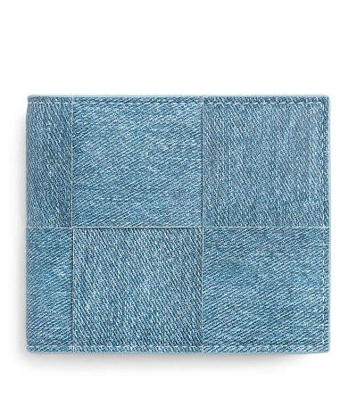 Bottega Veneta Cassette Denim Leather Bifold Wallet In Light Blue