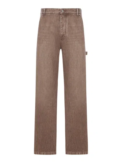 Bottega Veneta Denim Cargo Pants In Brown