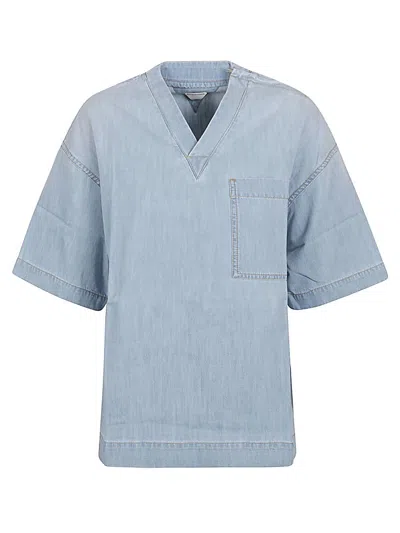 Bottega Veneta Women Denim Cotton Blouse In Blue