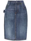 Bottega Veneta Denim Printed Silk And Viscose Midi Skirt