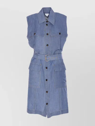 Bottega Veneta Denim Dress With Adaptable Belt Detail In Blue