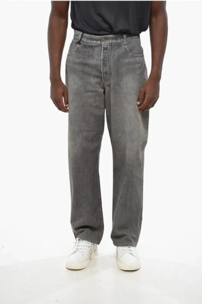 Bottega Veneta Denim Effect Leather 5-pockets Pants In Gray