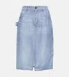 Bottega Veneta Denim-printed Midi Skirt In Blue