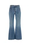 Bottega Veneta Flared Leg Denim Jeans With Contrast Stitching