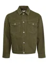Bottega Veneta Denim Jacket With Collared Design And Pockets In Green