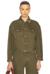 Bottega Veneta Suede-trimmed Denim Jacket In Caper Stone Washed
