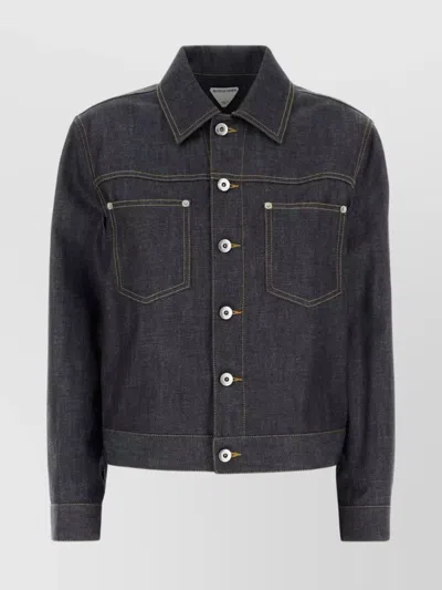 Bottega Veneta Denim Jacket Collared Chest Pockets In Blue