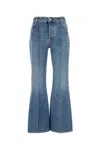 Bottega Veneta Flared Leg Denim Jeans With Contrast Stitching