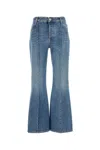 Bottega Veneta Flared Leg Denim Jeans With Contrast Stitching