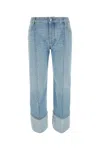 Bottega Veneta Curved Shape Light Bleached Denim In Denim