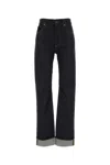 Bottega Veneta High-rise Denim Trousers Rolled Cuffs In Blue